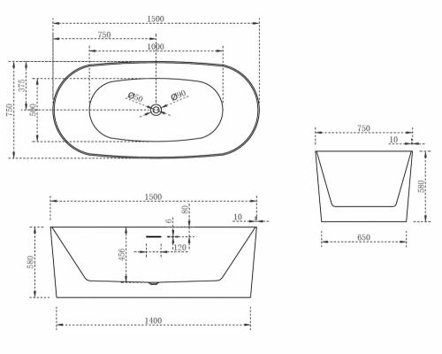 Акриловая ванна ABBER AB9368-1.5